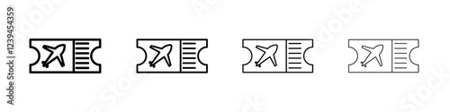 Plane Ticket icon Outline sign symbol set