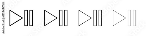 Play pause icon Outline sign symbol set