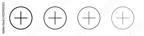 Plus icon Outline sign symbol set