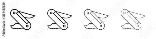 Pocket knife icon Outline sign symbol set