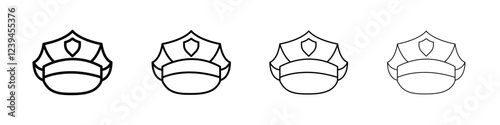 Police cap icon Outline sign symbol set
