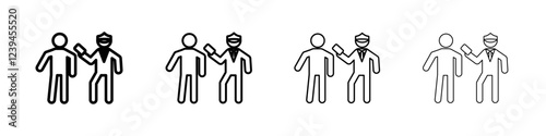 Police officer giving fine icon Outline sign symbol set