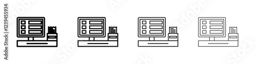 POS ssystem icon Outline sign symbol set