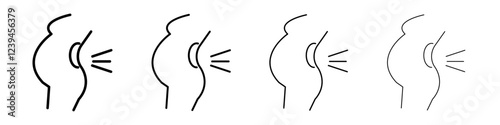 Pregnant woman backache icon Outline sign symbol set