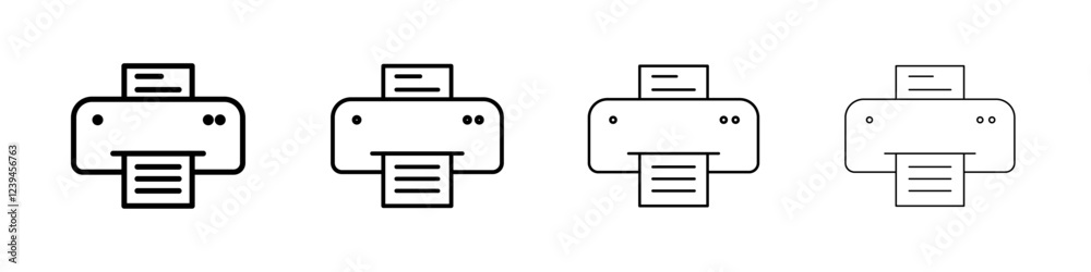 Print button icon Outline sign symbol set Print button icon Outline sign symbol set