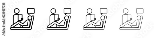 psychologist and patient icon Outline sign symbol set