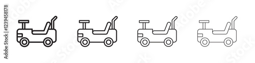Pushing car icon Outline sign symbol set