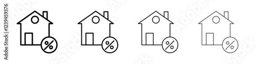 Rate for mortgage icon Outline sign symbol set