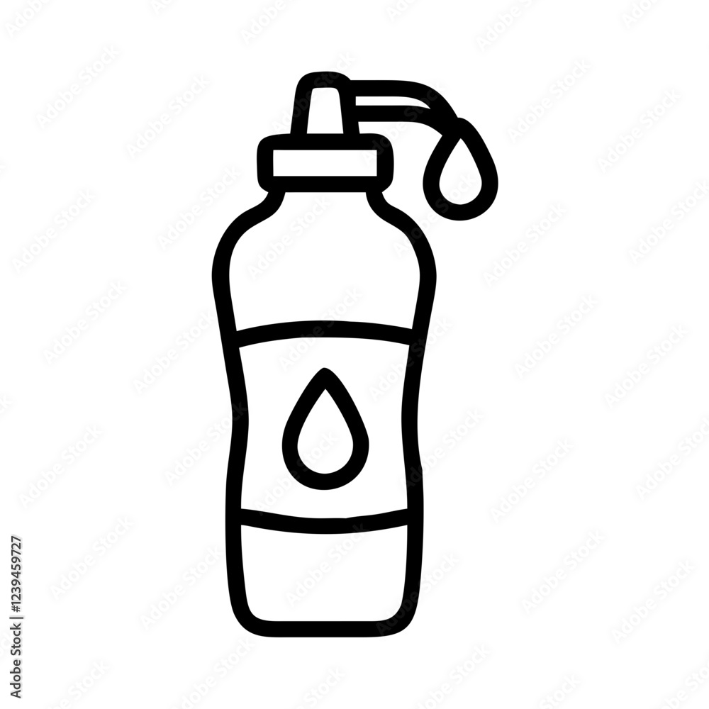 Icon of water-squeezing bottle, minimalistic design, outline style Icon of water-squeezing bottle, minimalistic design, outline style