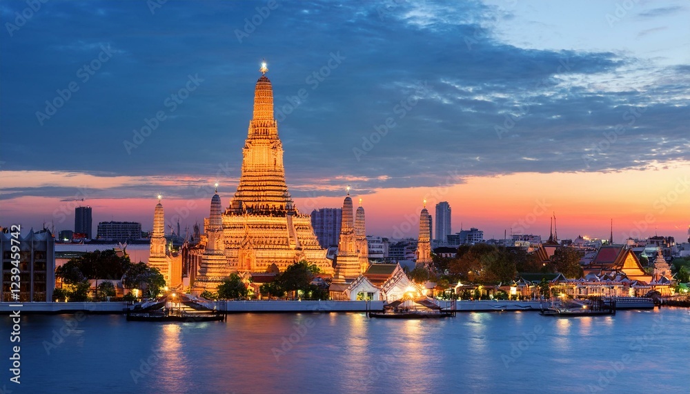 bangkok s skyline at dusk with wat arun temple bangkok s skyline at dusk with wat arun temple