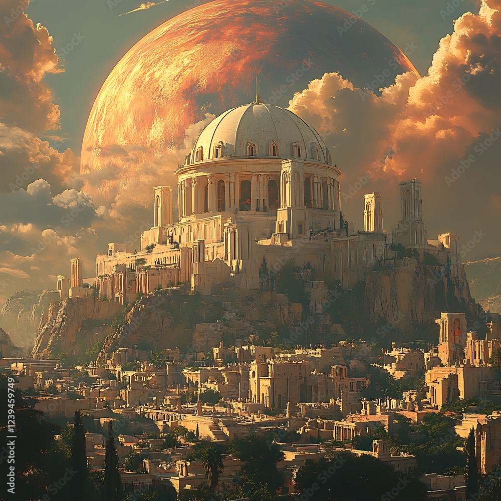 Obraz premium greek dome architecture fantasy city image