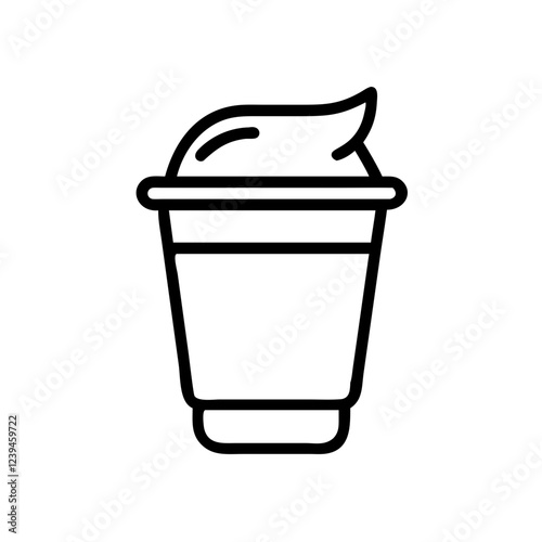 Icon of yogurt cup, minimalistic design, outline style