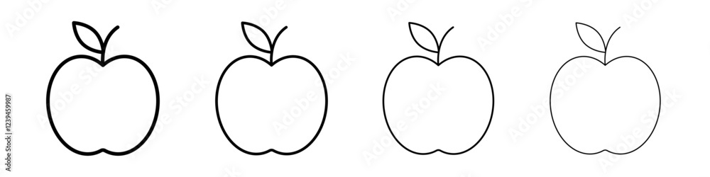 Fototapeta premium Red apple icon Outline sign symbol set