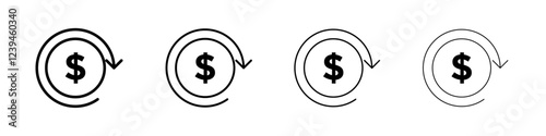 refund money icon Outline sign symbol set