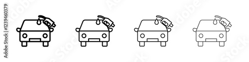 Refueling Car icon Outline sign symbol set