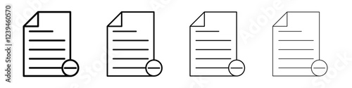 Remove document icon Outline sign symbol set