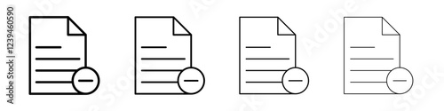 Remove file icon Outline sign symbol set