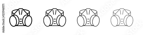Respirator with filter cartridges icon Outline sign symbol set