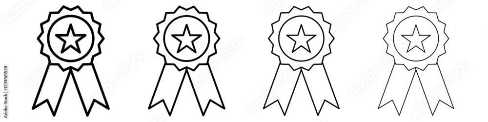 Ribbon Icon Outline sign symbol set Ribbon Icon Outline sign symbol set