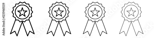 Ribbon Icon Outline sign symbol set