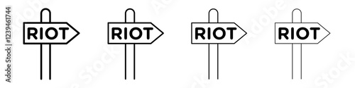 Riot sign icon Outline sign symbol set