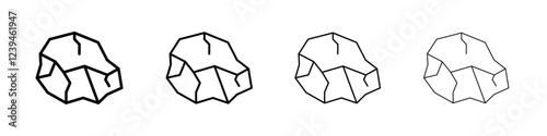 Rock stone crystal icon Outline sign symbol set