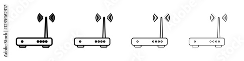 router icon Outline sign symbol set