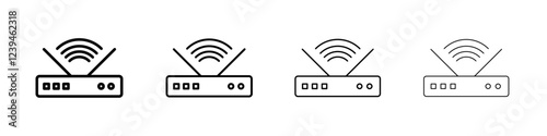 router icon Outline sign symbol set