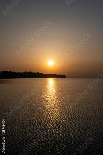 Sunset over Greek coastline