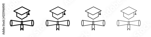 Scholarship icon Outline sign symbol set