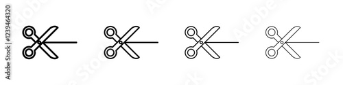 Scissors trim cut icon Outline sign symbol set