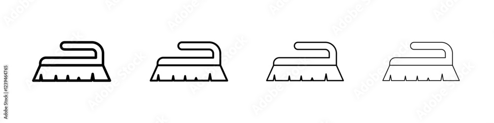 Scrubbing brush icon Outline sign symbol set Scrubbing brush icon Outline sign symbol set