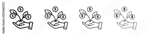 Seed money icon Outline sign symbol set