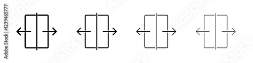 Separating arrow in two part icon Outline sign symbol set