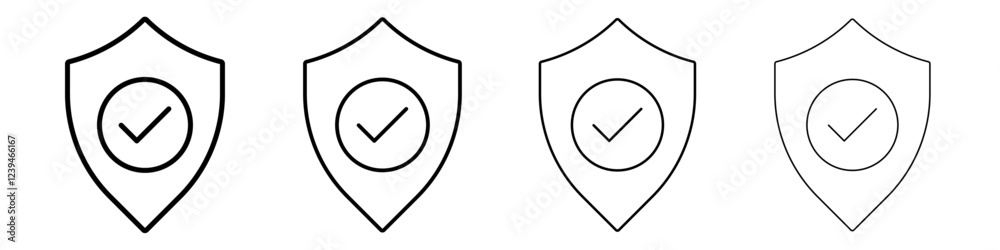 Shield icon Outline sign symbol set Shield icon Outline sign symbol set