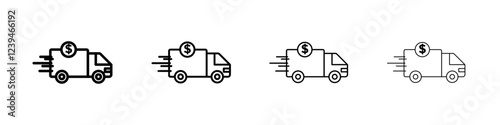 shipping charges icon Outline sign symbol set