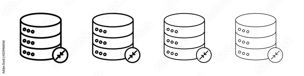 Shrink database icon Outline sign symbol set Shrink database icon Outline sign symbol set