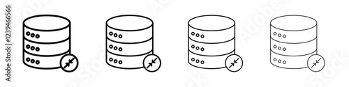 Shrink database icon Outline sign symbol set