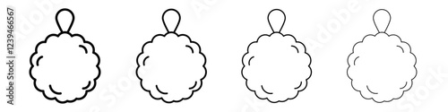 Shower sponge ball icon Outline sign symbol set
