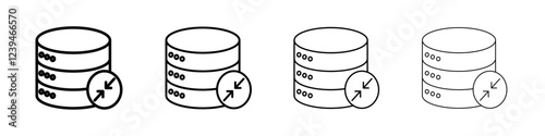Shrink database icon Outline sign symbol set