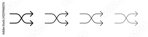 Shuffle arrow icon Outline sign symbol set