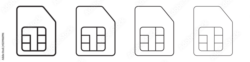 Sim card icon Outline sign symbol set Sim card icon Outline sign symbol set
