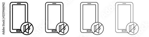 silent phone icon Outline sign symbol set