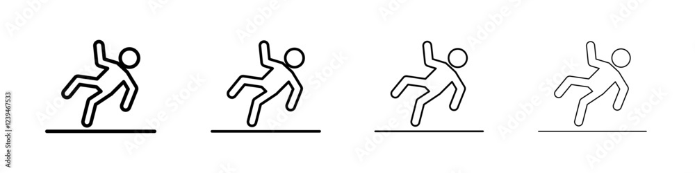 Slippery floor icon Outline sign symbol set Slippery floor icon Outline sign symbol set