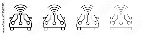 Smart car icon Outline sign symbol set
