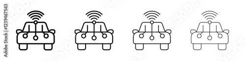 Smart car icon Outline sign symbol set