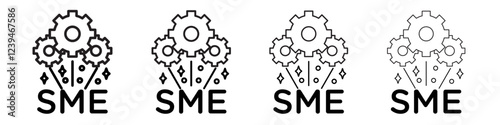 SME, small and medium enterprise icon Outline sign symbol set