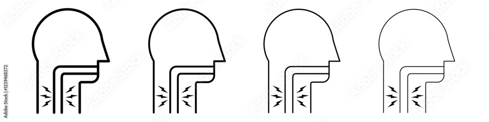 Sore throat icon Outline sign symbol set Sore throat icon Outline sign symbol set