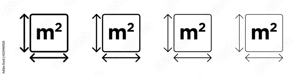 Square met icon Outline sign symbol set Square met icon Outline sign symbol set
