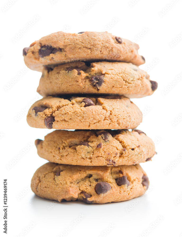 Chocolate chip cookies isolated on white background. Chocolate chip cookies isolated on white background.